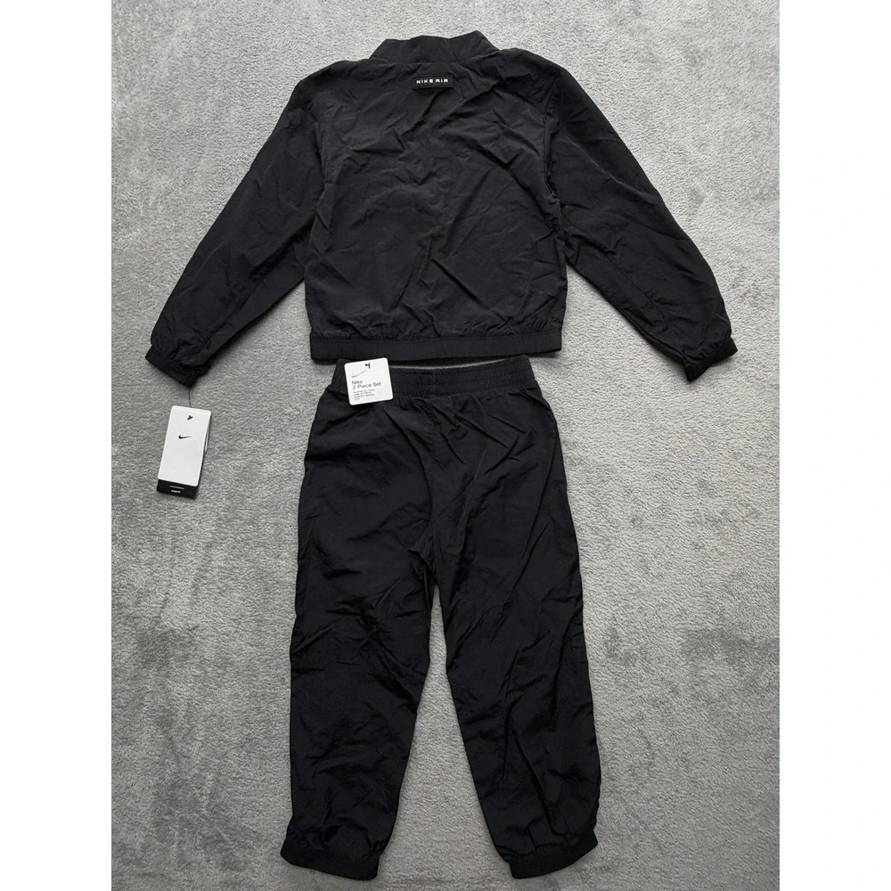 Nike Tracksuit Unisex Kids 5 Black Air 2 Piece Jacket Pants Set Nylon Zip‎